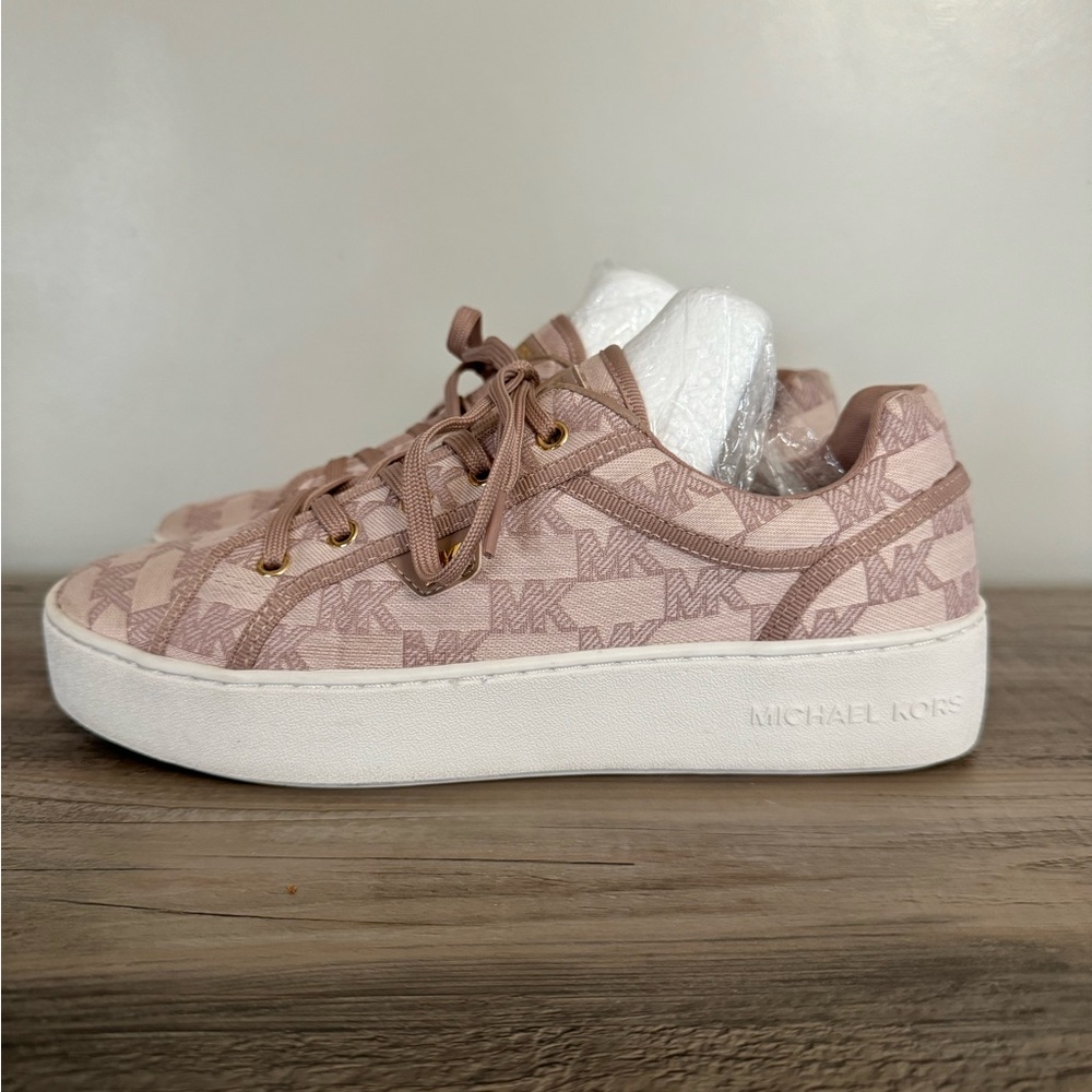 Michael Kors Pink Monogram Platform Sneakers